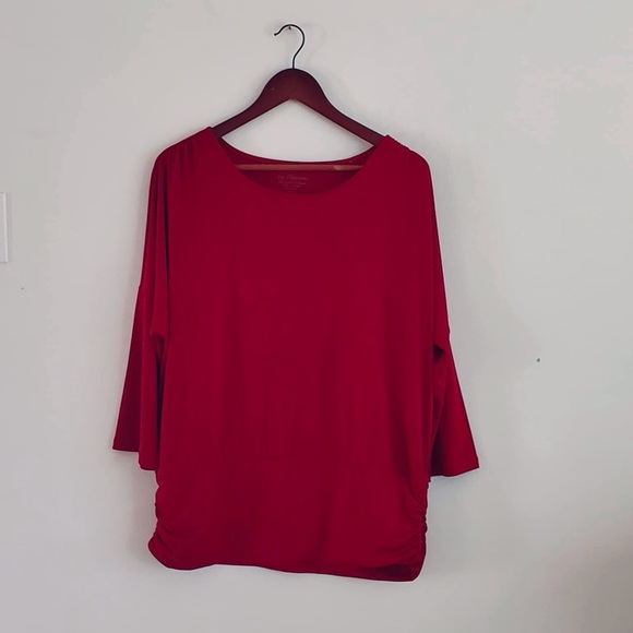 Chico's Karissa Banded Top Drop Shoulder Blouse Red Size 3/XL - Picture 1 of 6